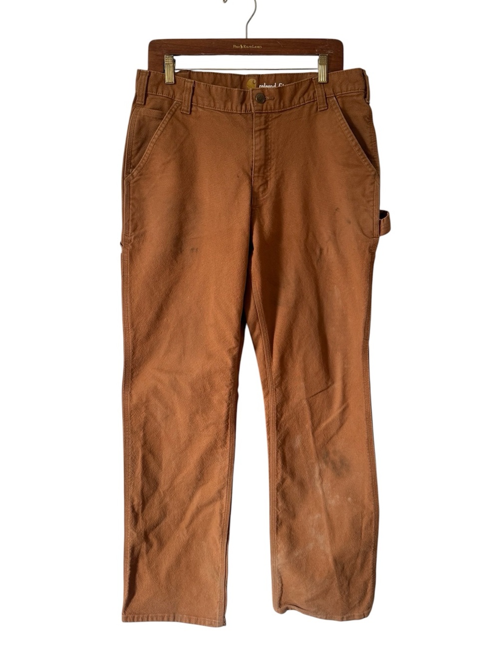 Carhartt Relaxed Fit Carpenter Pants Well Distressed Work Wear Utility 34 x 32